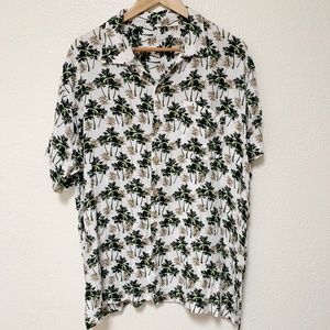 Men's Hawaiian Palm Tree Button Up Shirt XL